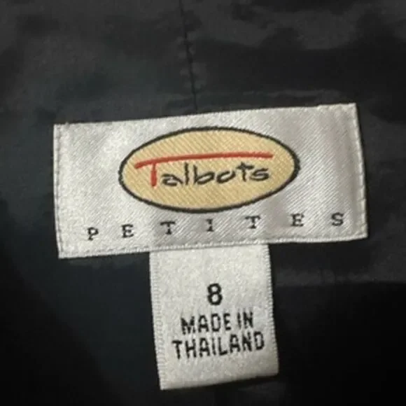 Talbots Italy Womens Black Wool Tweed Plaid Notched Collar Button Blazer sz‎ 8 - Picture 5 of 5